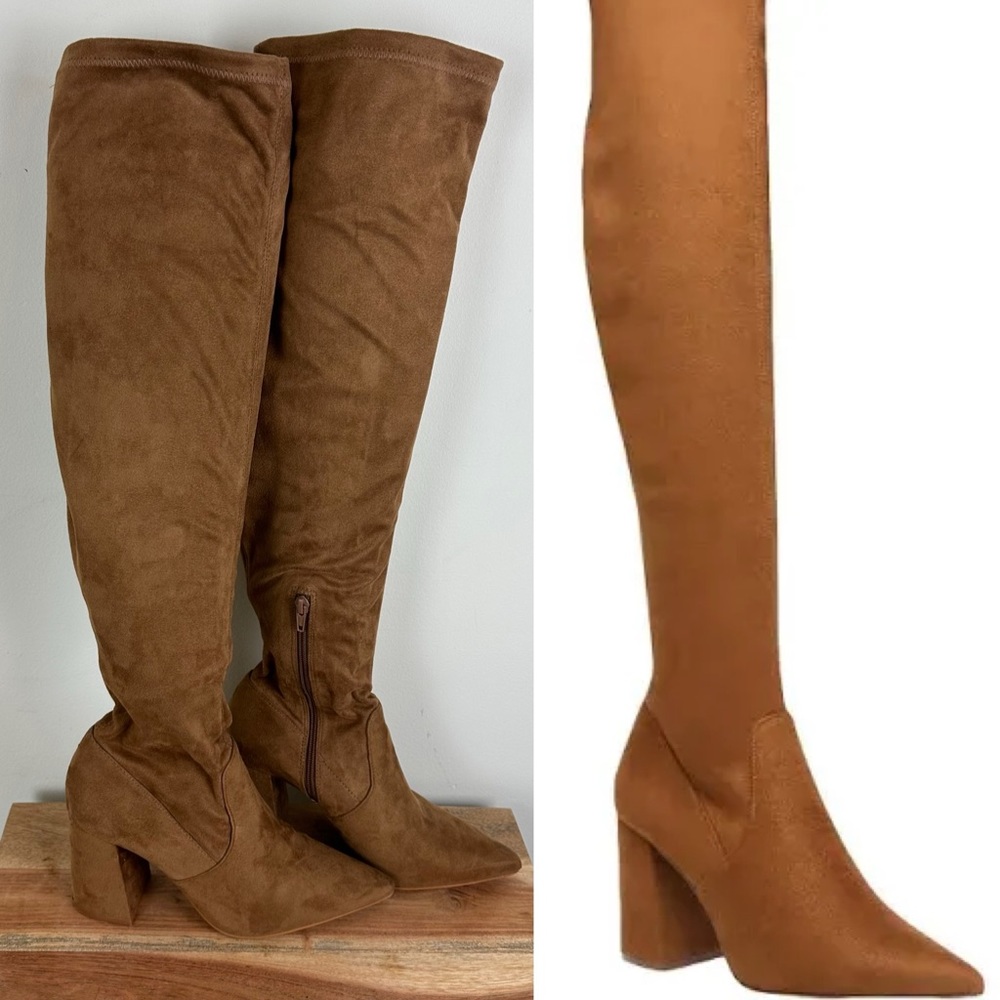 Steve Madden Jacoby Womens Faux Suede Block Heel Knee-High Boots Over The Knee